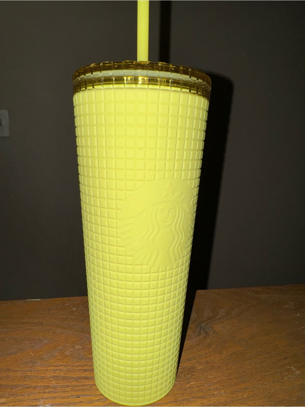 Starbucks Lemon Yellow Studded Cold Cup with Straw